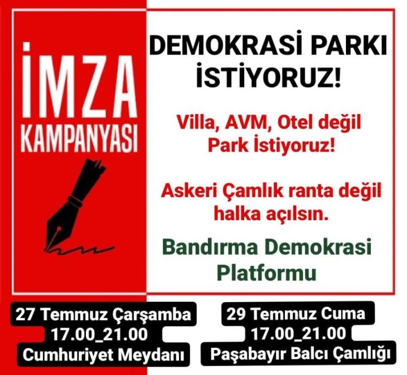 Bandırma Demokrasi Platformu’ndan imza kampanyası