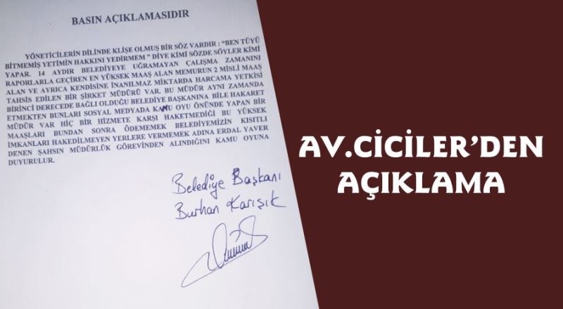 Av. Ciciler’den açıklama