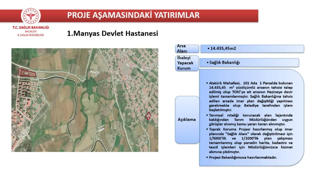 Manyas’a Devlet Hastanesi için yeni bina geliyor 