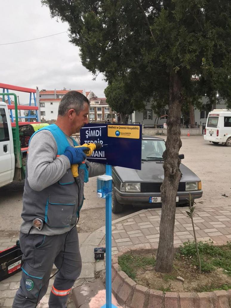 Manyas Pazaryeri’nde korona virüs tedbirleri